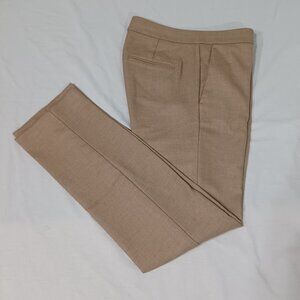 Ann Taylor The Straight Trouser Pants Womens Beige Sz 0 Mid Rise Unlined Stretch
